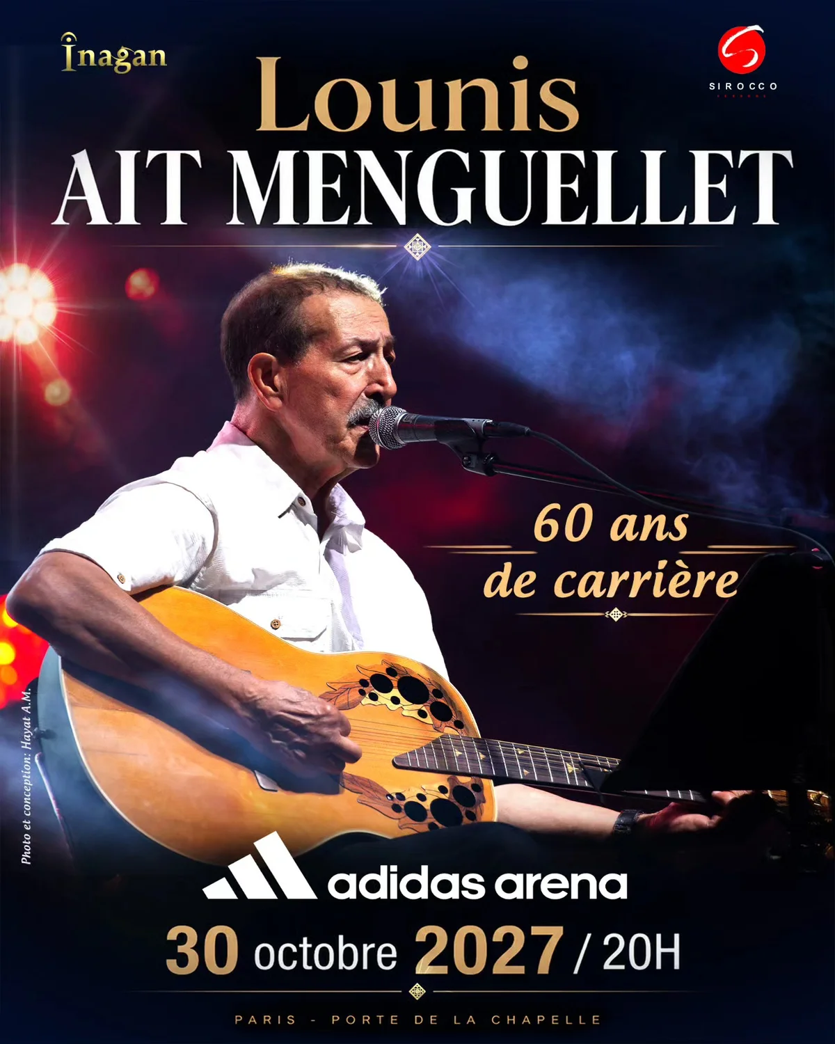 Affiche Lounis Aït Menguellet - 60 ans de carrière à l'Adidas Arena