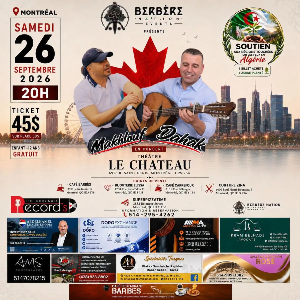 Affiche Makhlouf & Dahak en concert au Théâtre Le Château à Montréal le 26 septembre 2026